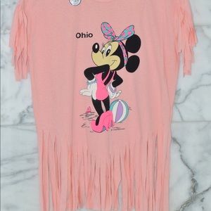 Vintage 80s Sherry Brand peach fringe beach Minnie